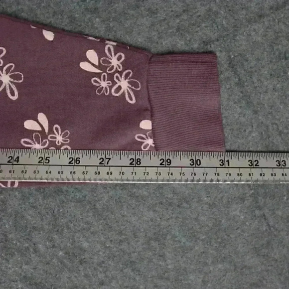 GEORGE fleece ladies sweater XL burgundy with white flowers - Picture 5 of 9